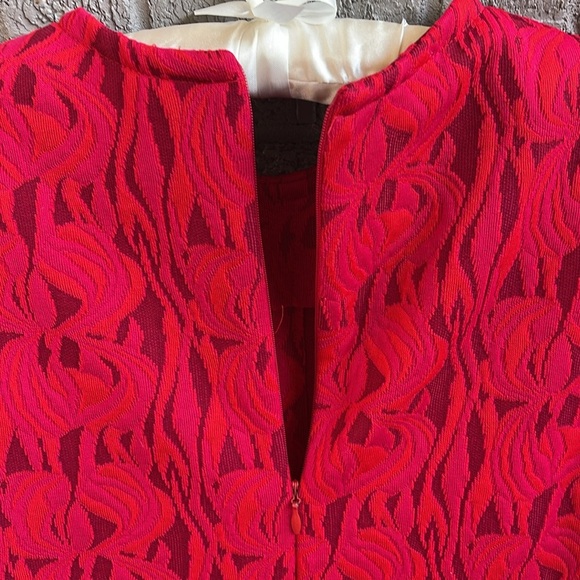 Groovy 1970s Sears Red Patterned Dress - Picture 4 of 8